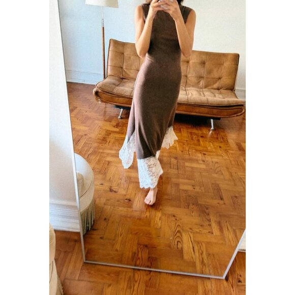 ZARA LONG COMBINATION LACE DRESS - Picture 4 of 7